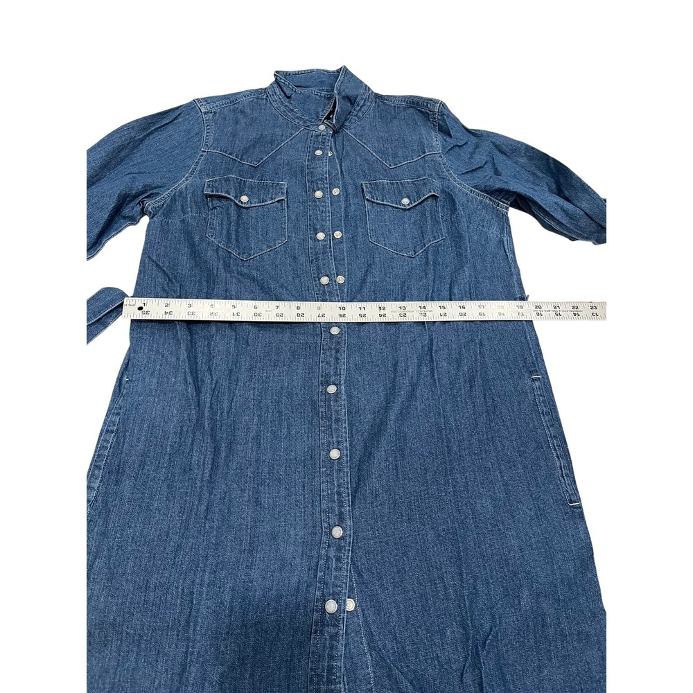 J.Crew Womens Denim Western Shirt Dress Blue Snap Front Belted Midi Size 6 - Picture 8 of 8